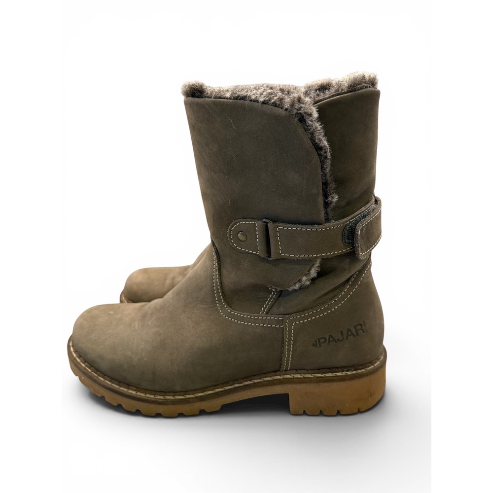 Pajar Canada Wms Faux Fur Lined Leather Waterproof Taupe Warm Winter Boots 9-9.5